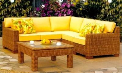 China Rattan Wicker Outdoor Sectional Patio Furniture Sofa Sets With Cushion for sale