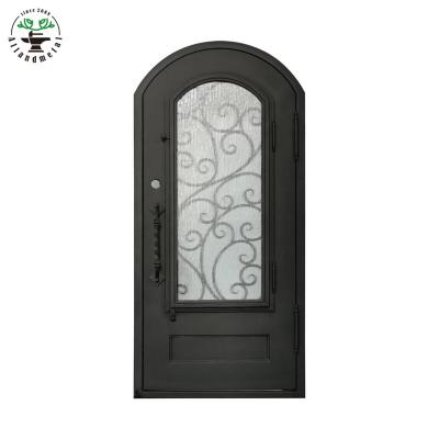 China Best Quality Craftsman Style Waterproof Arch Wrought Iron Promotional Door Outdoor Waterproof for sale