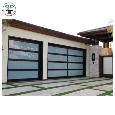 China Contemporary Automatic Aluminum Frosted Tempered Glass Garage Doors Design for sale