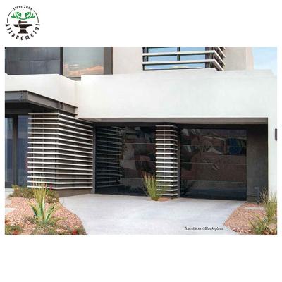 China Frameless Contemporary Aluminum Windproof Tempered Glass Panel Garage Doors System For Villa for sale