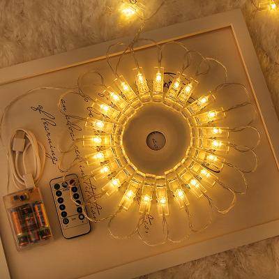 China 100 LED Photo Clip Holder String Lights Night Light Fairy Bedside Lamp for Home Decoration for sale