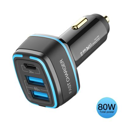 China It has PD 20w Car Charger 80W Super Fast Charging Port High Power Pd3.0/qc4.0 Three Indication Function Fully Compatible for sale