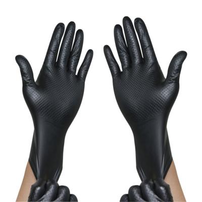 China Machine Maintenance Black Nitrile Gloves Powder Free Diamond Thickening 3mm Auto Racing Motorcycle Wash Repair Work Gloves Synthetic Hand Glove for sale