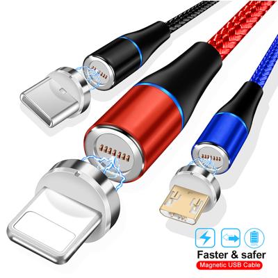 China Strong Magnetic USB Cable 3A LED Magnetic Fast Charging Micro USB Type C Wire For iPhone Samsung Huawei P20 Smartphone 360 ​​Magnet Charger Lead Cords for sale