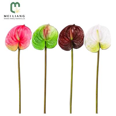 China Minimalist Artificial Flower Plants Anthurium Leaves Soft Touch To Wedding Home Office Decor Size Four Colors Mini Indoor Latex Flowers for sale