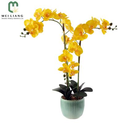 China Minimalist Factory Hot Products With Competitive Price Wedding Party Decorations Real Touch Artificial Orchids Arrangements In Ceramic Vase for sale