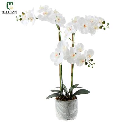 China Cheapests Minimalist Artificial Orchid Flower Malaysia Amazon Arrangements Petal Orchids In Marble Vase White Flowers for sale