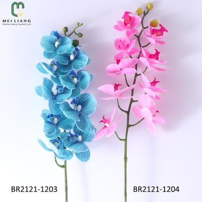 China Good Designed Minimalist Hot Selling 3D Printing Latex 9 Colorful Orchids Flower High Quality Artificial Real Heads Single Touch for sale