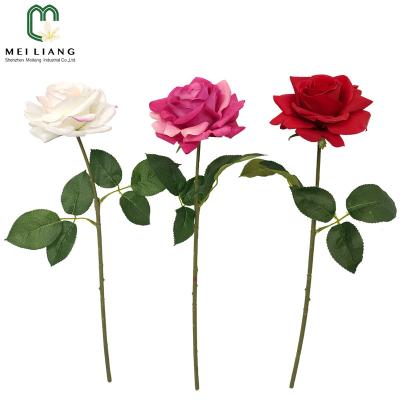 China Minimalist Single Stem Rose Flower Real Touch Moisturizing Artificial Flowering Rose Flower for sale