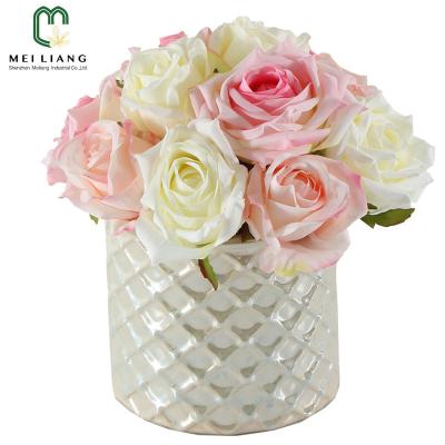 China Wholesale Artificial Flower Rose Flower For Wedding Decoration New Arrival Large Contemporary Colorful Silk Artificial Flower Arragement for sale