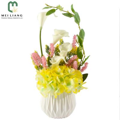 China Real Artificial Flowers New Touch Faux Calla Lily Mixed Hydrangea Free Sample Minimalist Handmade Home Decor for sale