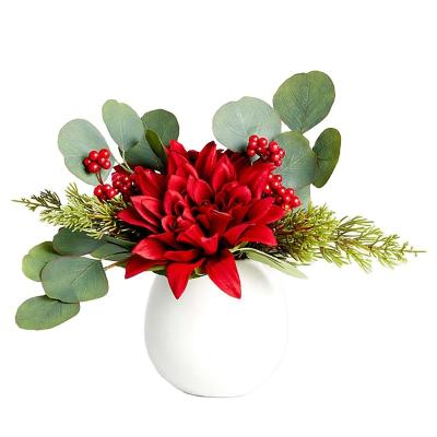 China Wholesale Dahlia Flowers In Pot 2021 China Hot Selling China Factory Christmas Home Artificial Decor Festival Decoration for sale