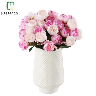 China Wedding Party Minimalist Home Decorations Fake Camellia Flowers Arrangements In Ceramic Vase Silk Garden Camellia Centerpiece for sale