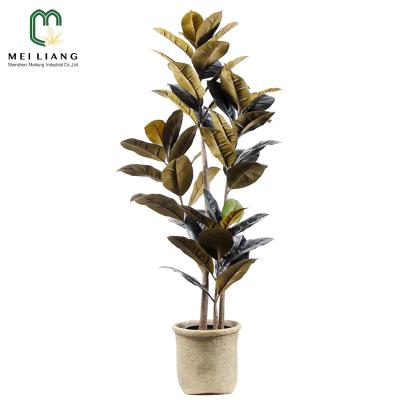 China Hot Sales Minimalist Home Decor Of Handmade Faux Elastica Roxb Gummy Plant Indoor Artificial Ficus For Decor Home Garden for sale