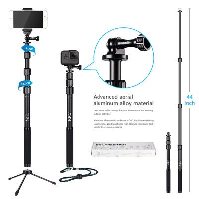 China Gopro / Smartphone / Dslr Camera Selfie Stick , HSU 3 Section Telescopic Extension Pole for sale