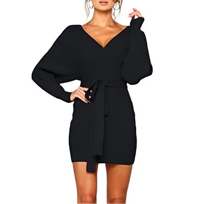 China High Quality Washable ODM Club Dress Women Sexy Elegant V-Neck Body Dress Autumn Off Shoulder Long Party Mini Dress 2022 Springs for sale