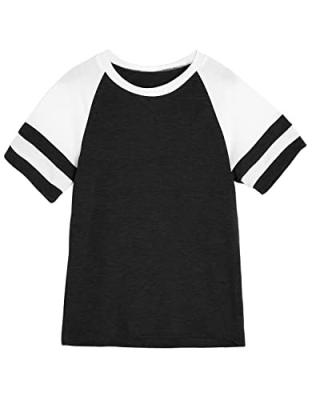 China Anti-pilling Girls Short Sleeve Crewneck Basic Top Striped Tunic Summer T-shirt OEM Custom Graphic Tee for sale