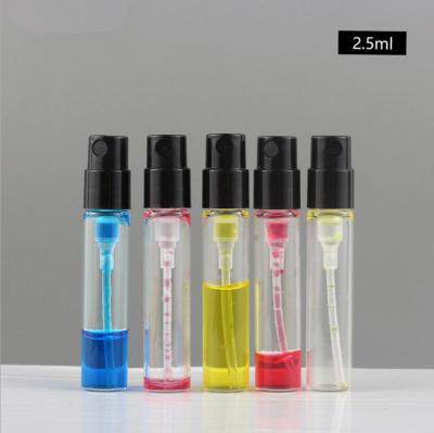 China Personal Care 1.5ml 2ml 2.5ml Mini Clear Atomizer Mist Vial Sample Spray Glass Empty Perfume Bottle for sale