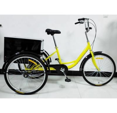 China 24inch Cargo Cargo Tricycle With Rear Big Box Steel Cargo Tricycle for sale