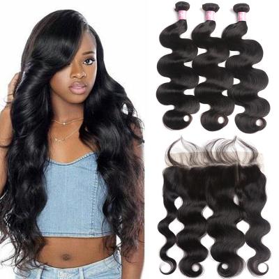 China Hair Bundle With Closure Wholesale Brazilian Peruvian Hair Body Wave Hair 4 Bundles With Closure Remy Human Hair Weave Bundles With Closure Natural Color for sale