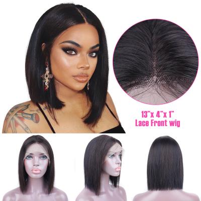 China Cheap Short Silky Straight Bob Wigs For Black Women Closure Wig 8-14inch Mink Brazilian Hair Wig 4x4 Bob Hair Transparent Hd Lace Human Wave for sale