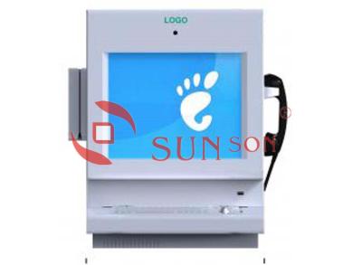 China Shopping Mall Hotel Desktop Kiosk Advertising With IP Phone Camera / Metal Keyboard for sale