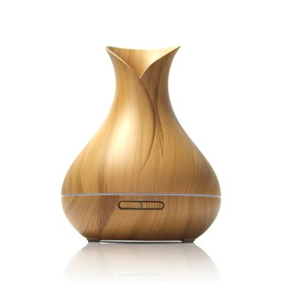 China Household Fragrance Machine 400ml Aromaterapy Home Aroma Essential Oil Diffuser Wood Grain Ultrasonic Humidifier for sale