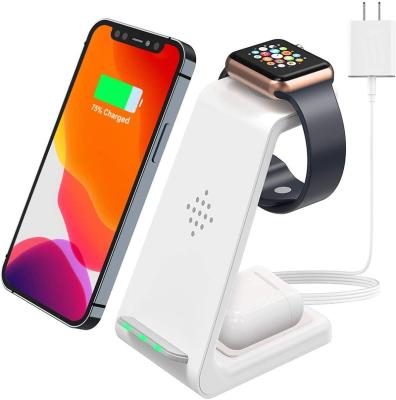 China 3 in 1 2021 New Fast Charging 3 in 1Wireless Charger T3 for Iphone 12/X Charging Dock for Apple Watch 5 Radio Charger for Airpods/TWS for sale