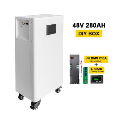 China Nuevo kit de batería de bricolaje 48V 15KWH caja incorporada en JK 200A Smart BMS PB2A16S20P soporte OEM en venta