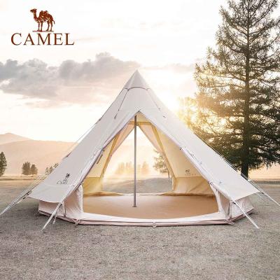 China breathable & Wholesale Luxury Windproof Family Tent Glamping Bell Tent Tent Camel 2-4 Person Cotton Canvas Glamping Bell Tent Camp Outdoor for sale