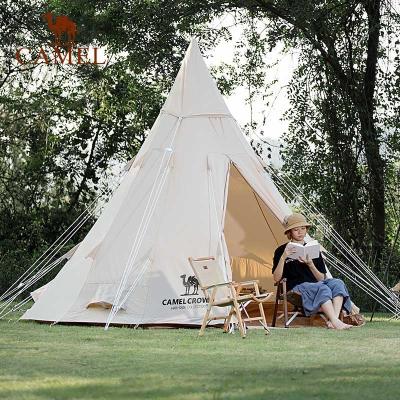 China Camel Tent 5-8 Person Breathable Cotton 200g Canvas Glamping Teepee Tent Waterproof Breathable Bell Tent for sale