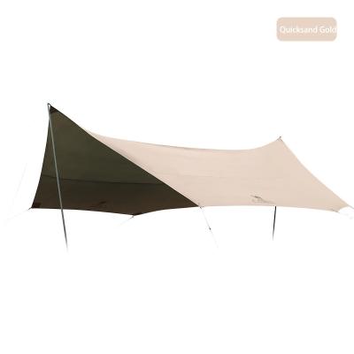 China Straight Bracing Type Camel Outdoor Canopy UPF50+ Sun Protection Shelter Silver Coated Camping Glamping Tarp for sale