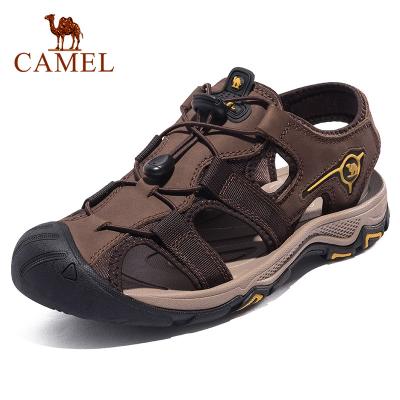 China Wholesale Camel Flat Trim Leather Upper Colorful Waterproof Men Sandals Girl Sandals Adjustable Straps for sale