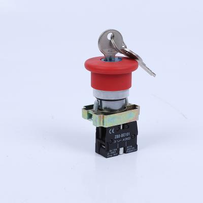 China 22mm ZB2-BE101key ZB2-BE101 Momentary Emergency Stop Button Rotary Latching Push Button Switch for sale