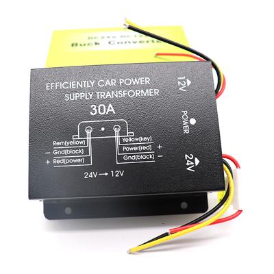 China Truck Car Voltage Converter DC24V To DC12V 30A DC Step Down Converter Car Voltage Supply Electric Convertible Transformer for sale