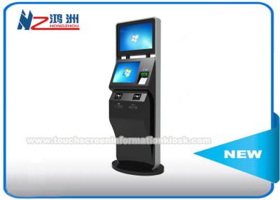 China Black Color LCD Touch Screen Coin Counting Kiosk Stand With Keyboard Dual Screen for sale