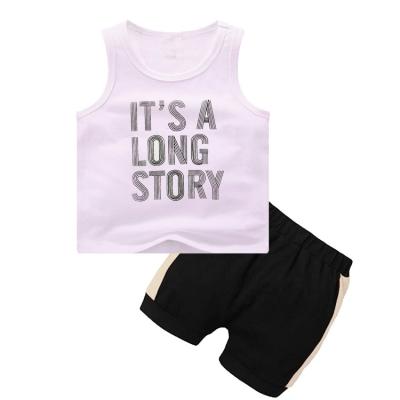 China Factory wholesale price boys summer casual hot sale clothing sets cotton kids pajamas children invest suit letters for sale