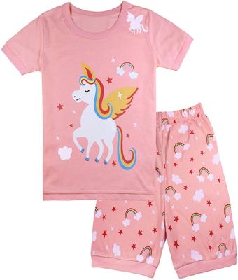 China New Arrived 100% Breathable Cotton Children Pajamas Kids Pajamas For Girls Cartoon Printed Unicorn for sale