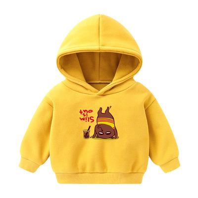 China Anti-shrink plush Hoodie warm children clothes boys and girls fall boutique clothing cotton kids apparel winter sportswear hat for sale