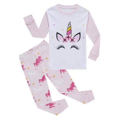 China 100% Cute Unicorn Girls Clothes Sleepwear Cotton Children Pajamas Autumn Kids Pajamas Set Thermal Factory Customized for sale