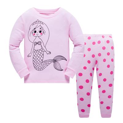 China New Design Kids Thermal Pajamas Set 100% Cotton Kids Pajamas Girls Casual Wear Mermaid Girl Sleepwear Home Wear for sale