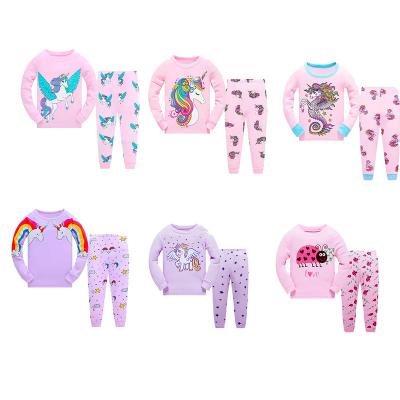 China New Design Cartoon Thermal Popular Clothing Children Pajamas Love Girls Pajamas Lace Cute Unicorn for sale