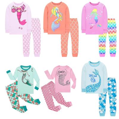 China New Arrived Thermal 100% Cotton Children Kids Pajamas Pajamas For Girls Cartoon Printed Mermaid for sale