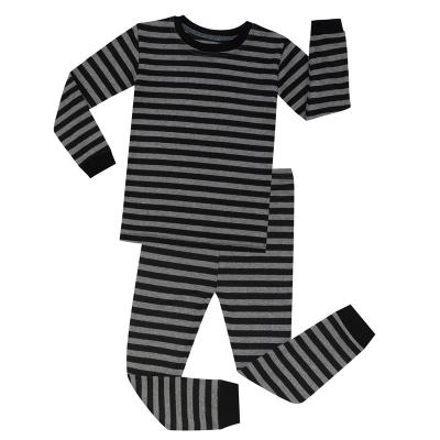 China Thermal Kids Clothes 100% Cotton Children Pajamas Boys Girls Sleepwear White Stripe Autumn Winter Clothing for sale