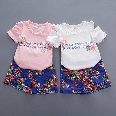 China Factory New Arrived Hot Selling Casual Clothes Casual Girls Summer Girls Dress Suit Babies Short Sleeve and Pants for sale