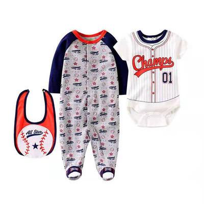 China Casual Hot Selling Three Piece Set Baby Romper A Class 100% Cotton Baby Clothing Cartoon Toddler High Quality Clothes for sale