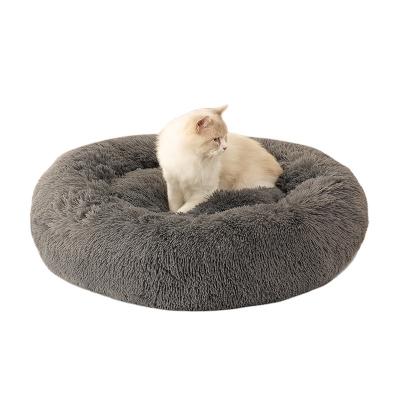 China Wholesale Mechanical Despatchable Plush Pet Bed Cat Wash Around Cat Donut Sofa Mat Soft Fluffy Pet Nest for sale