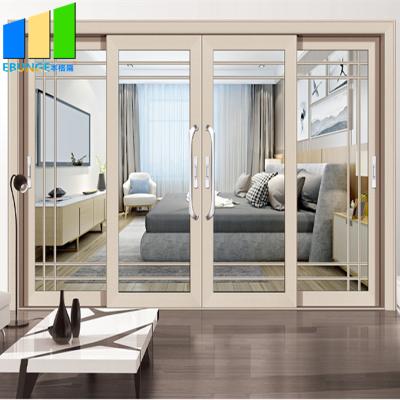 China Modern Transparent Lowes Double Sliding Doors Low E Glass Sliding Door Patio Soundproof Sliding Door for sale