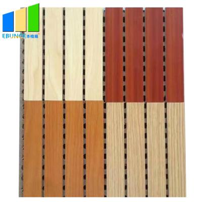 China Fireproof And Eco-friendly Studio Amphitheater Wooden Fluted Sound Absorbing MDF Wall Panels For Church Theater for sale