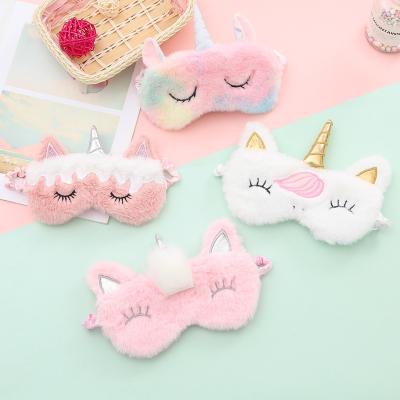 China Eye Masks for Cute Animal Unicorn Sleep Mask for Girls Cute Unicorn Horn Soft Plush Blindfold Sleep Masks Eye Cover Visor for Kids Girls for sale